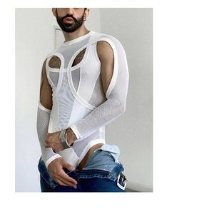 BRAND NEW white mesh body suit